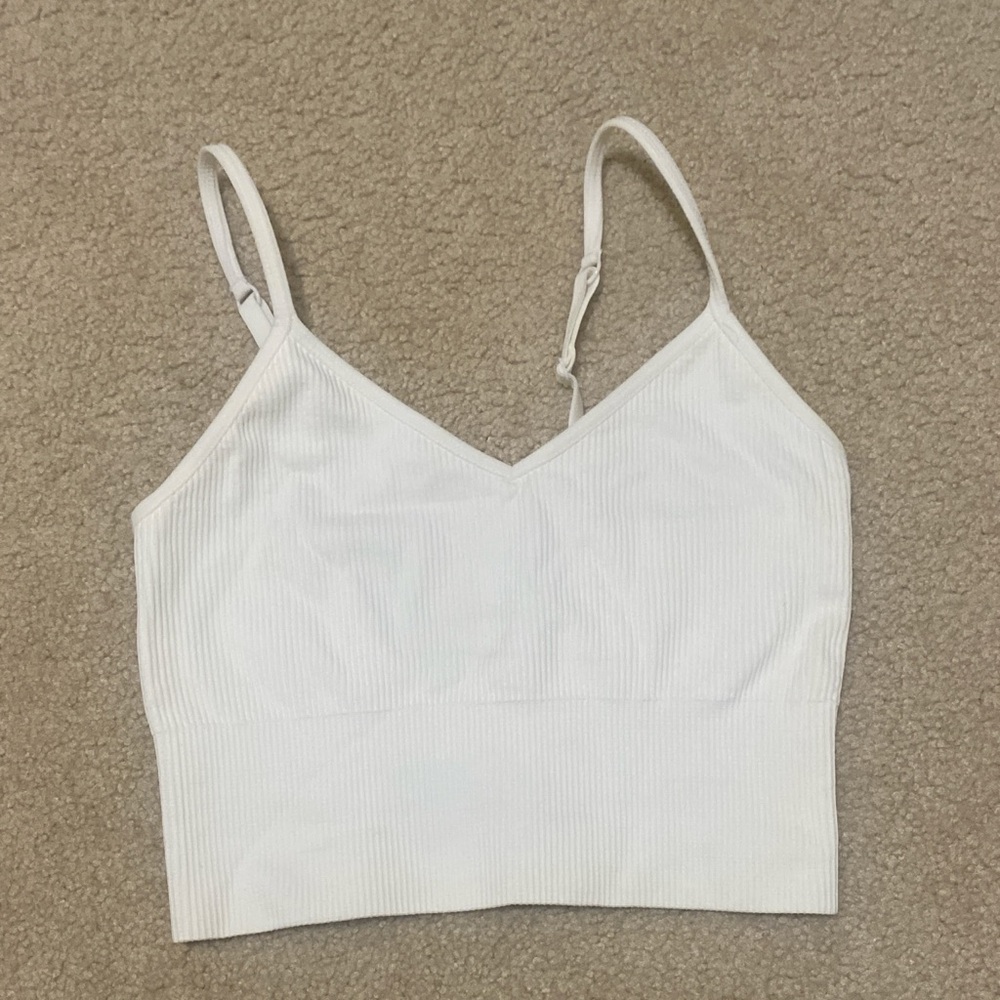 White Ribbed Women's Top